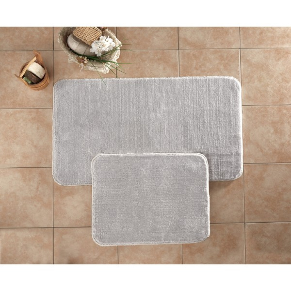 Elvira Home Kaymaz Taban 2'li Gri Yıkanabilir Peluş Banyo Paspası, Banyo Halısı, Klozet Takımı - 60 x 100 cm - Açık Gri Klozet Takımı Fiyatı
