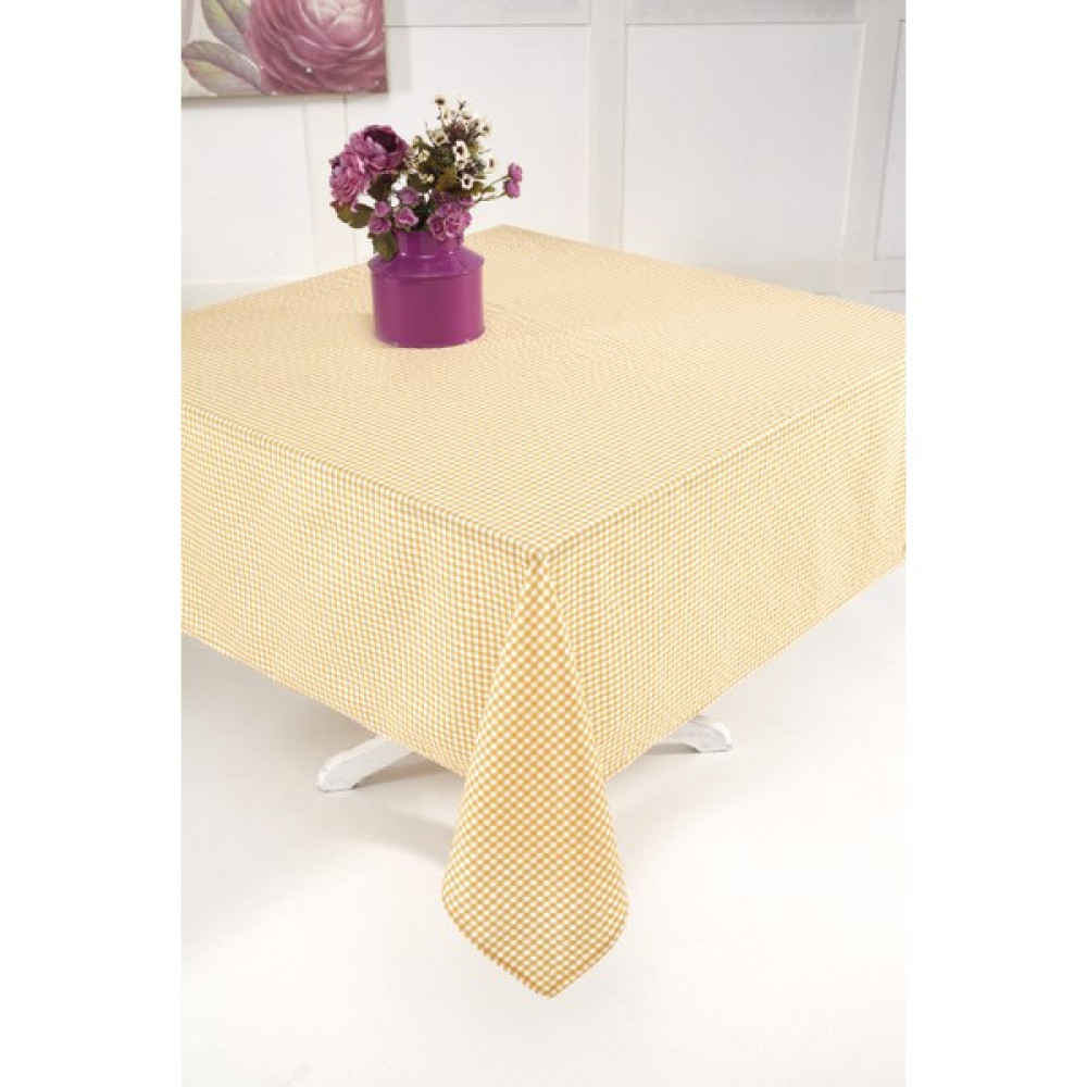 Elvira Home Pötikare Sarı Masa Örtüsü Piknik Örtüsü Küçük Kareli Sofra Bezi - 160 x 170 cm Masa Örtüsü Fiyatı