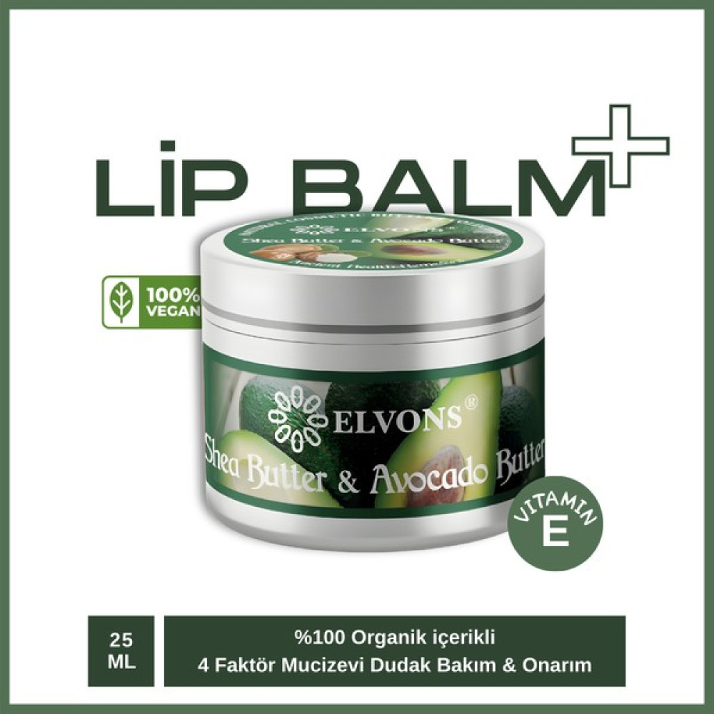 Elvons Lip Balm Dudak Bakım Kremi - Avokado & Shea Yağı Vazelin - Onarıcı & Nemlendirici Krem 25ml Dudak Bakımı / Koruyucu Fiyatı