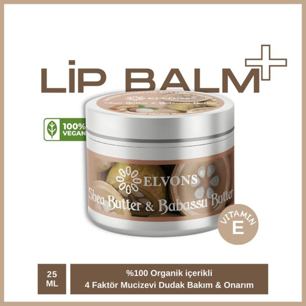 Elvons Lip Balm Dudak Bakım Kremi - Babassu & Shea Yağı Vazelin - Onarıcı & Nemlendirici Krem 25ml Dudak Bakımı / Koruyucu Fiyatı