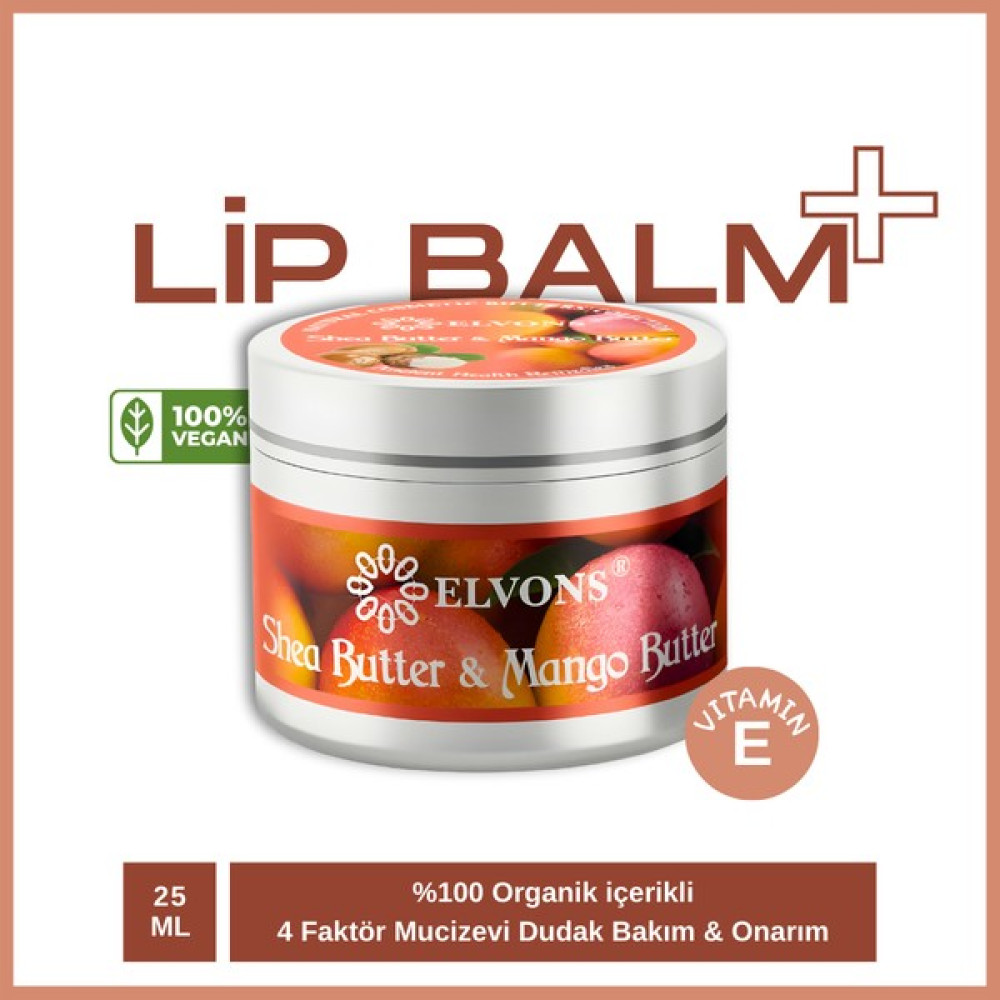 Elvons Lip Balm Dudak Bakım Kremi - Mango & Shea Yağı Vazelin - Onarıcı & Nemlendirici Krem 25ml Dudak Bakımı / Koruyucu Fiyatı