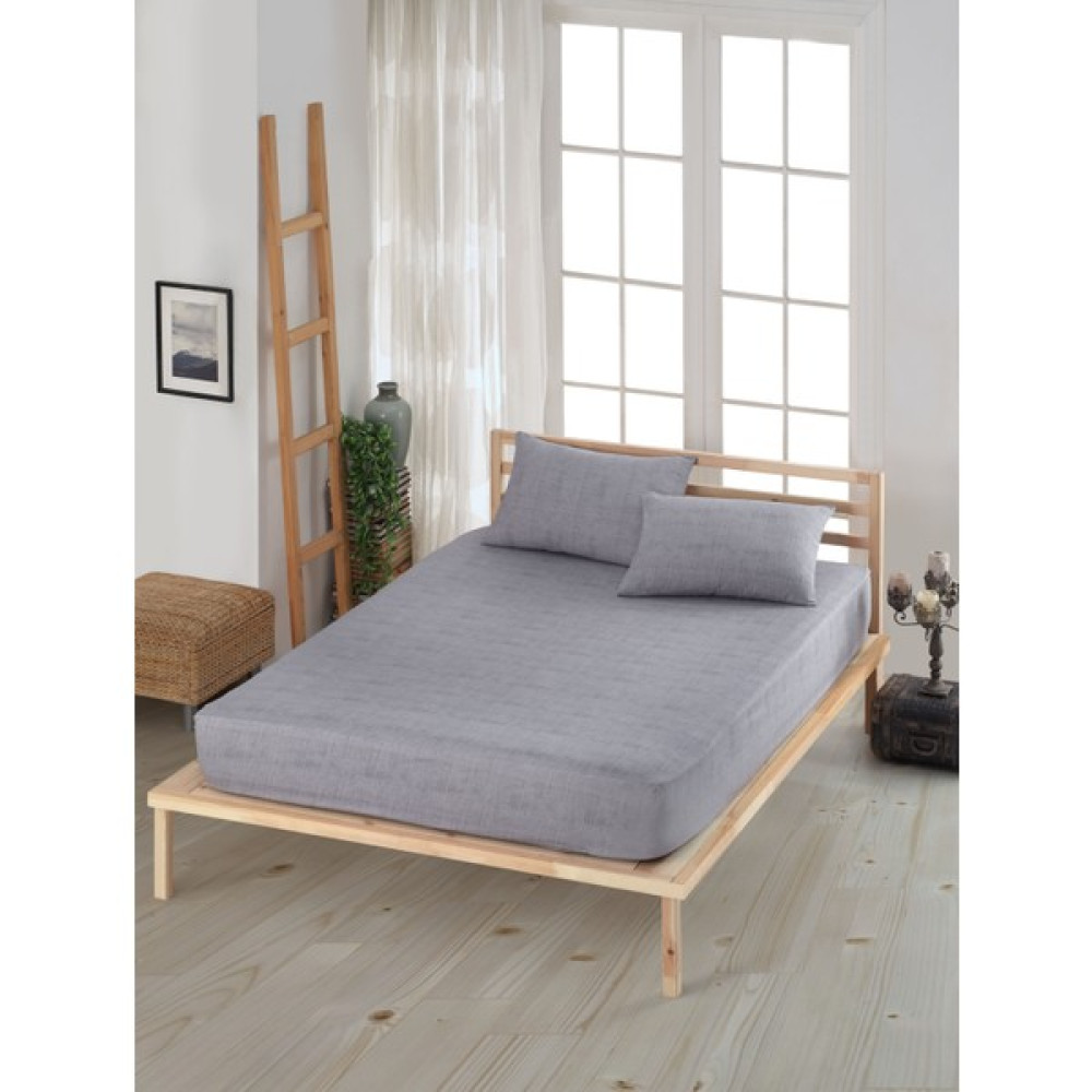 Ely Parker Desenli Lastikli Çarşaf Takımı (Nevresim Kumaşı) Yastık Kılıflı Tüm Ebatlar - Çift Kişilik - Tek Kişilik - Gri - 90 x 190 cm Çarşaf Fiyatı