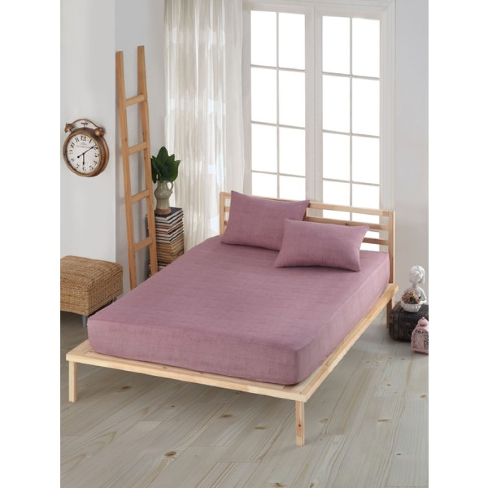 Ely Parker Desenli Lastikli Çarşaf Takımı (Nevresim Kumaşı) Yastık Kılıflı Tüm Ebatlar - Çift Kişilik - Tek Kişilik - Gül Kurusu - 90 x 190 cm Çarşaf Fiyatı