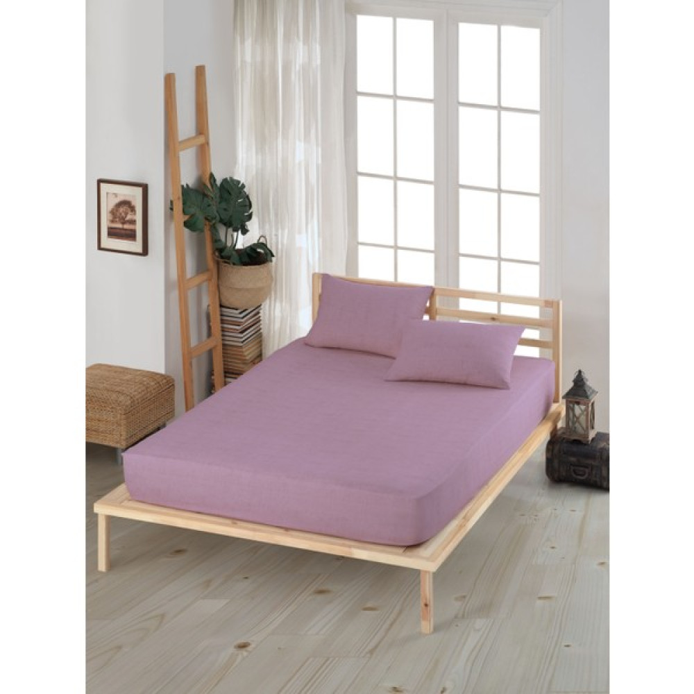 Ely Parker Desenli Lastikli Çarşaf Takımı (Nevresim Kumaşı) Yastık Kılıflı Tüm Ebatlar-Çift Kişilik-Tek Kişilik - Mor - 90 x 190 cm Çarşaf Fiyatı