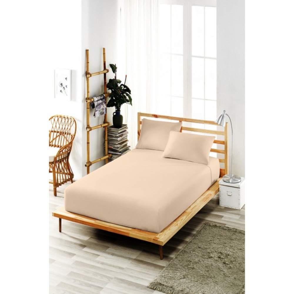 Ely Parker Lastikli Çarşaf Takımı Pamuklu Yastık Kılıflı (Nevresim Kumaşı) Tek Çift Kişilik - 120 x 200 cm - Bej Çarşaf Fiyatı
