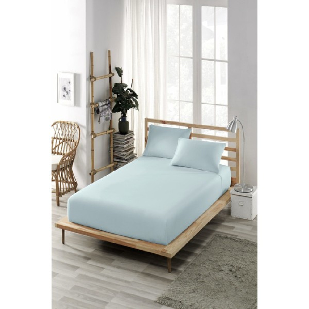 Ely Parker Lastikli Çarşaf Takımı Pamuklu Yastık Kılıflı (Nevresim Kumaşı) Tek Çift Kişilik - 120 x 200 cm - İndigo Çarşaf Fiyatı