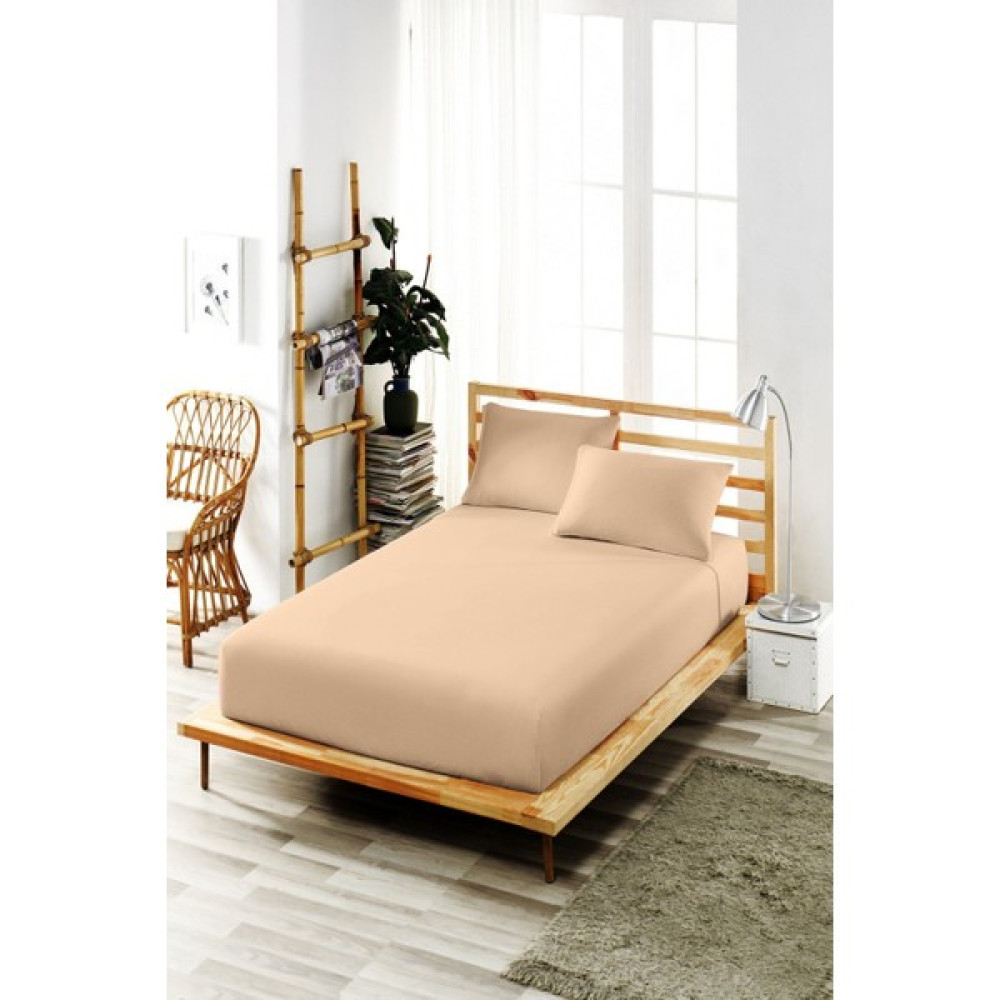 Ely Parker Lastikli Çarşaf Takımı Pamuklu Yastık Kılıflı (Nevresim Kumaşı) Tek Çift Kişilik - 140 x 200 cm - Sütlü Kahve Çarşaf Fiyatı