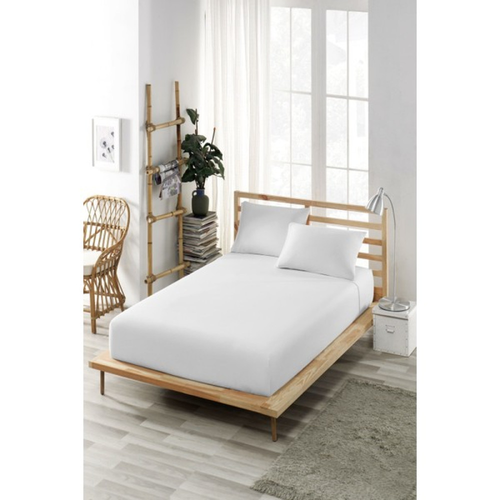 Ely Parker Lastikli Çarşaf Takımı Pamuklu Yastık Kılıflı (Nevresim Kumaşı) Tek Çift Kişilik - 160 x 200 cm - Beyaz Çarşaf Fiyatı