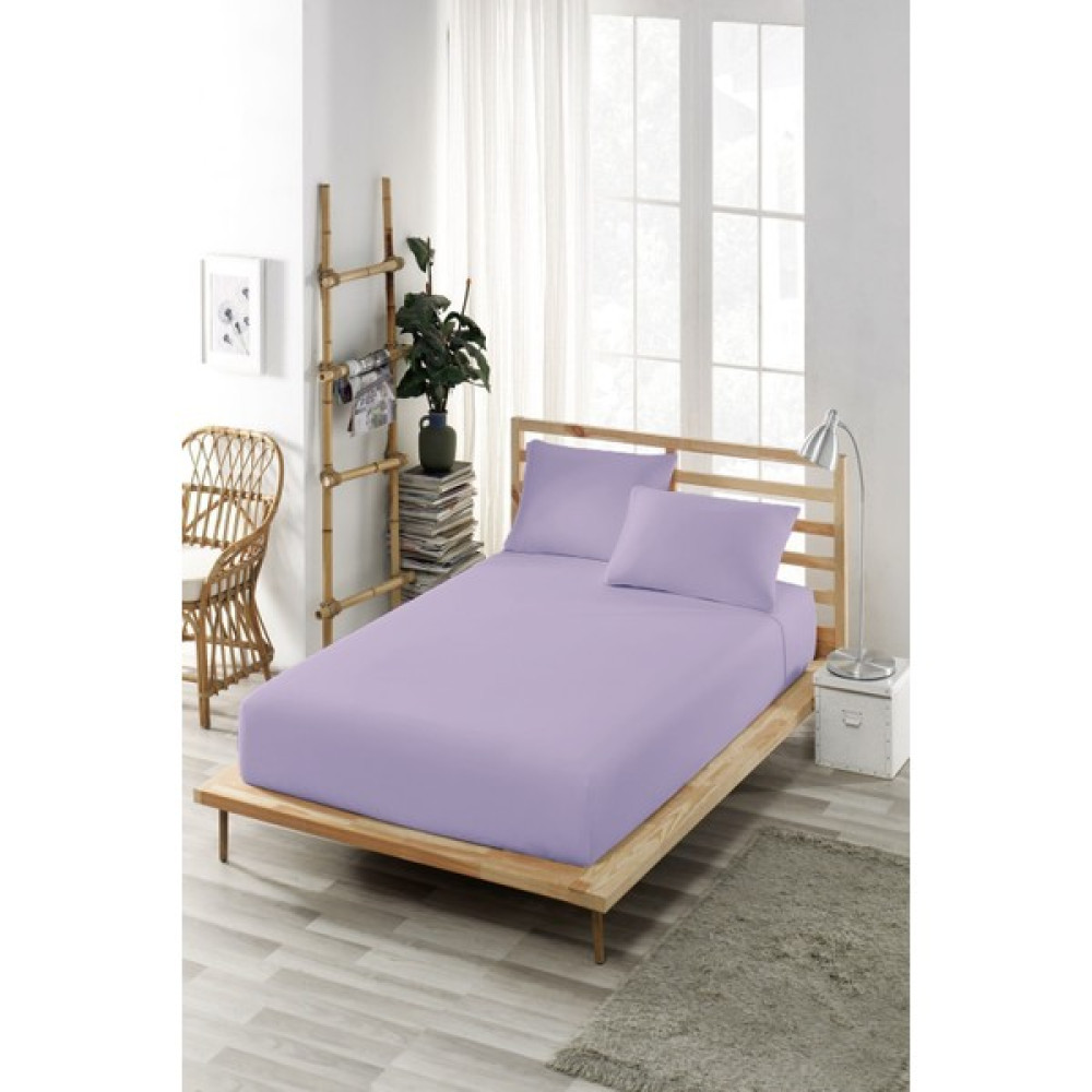Ely Parker Lastikli Çarşaf Takımı Pamuklu Yastık Kılıflı (Nevresim Kumaşı) Tek Çift Kişilik - 160 x 200 cm - Lila Çarşaf Fiyatı