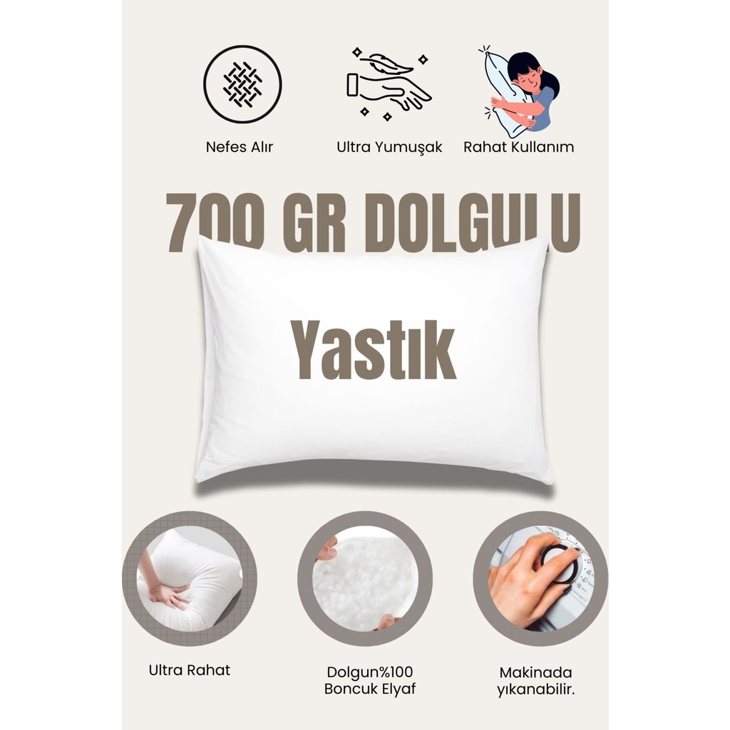 Elyaf Sepeti Boncuk Silikon Yastık 50*70 Ebatında - 50 x 70 cm - Beyaz Yastık Kılıfı Fiyatı