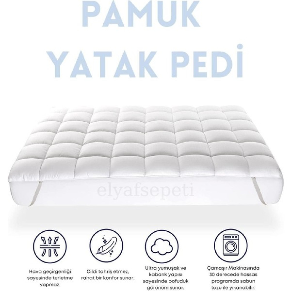 Elyaf Sepeti Dört Köşesi Lastikli Yıkanabilir Pamuk Kılıf Pamuk Dolgulu Yatak Koruyucu Yatak Pedi - Beyaz - 90 x 190 cm Alez / Yatak Koruyucu Fiyatı
