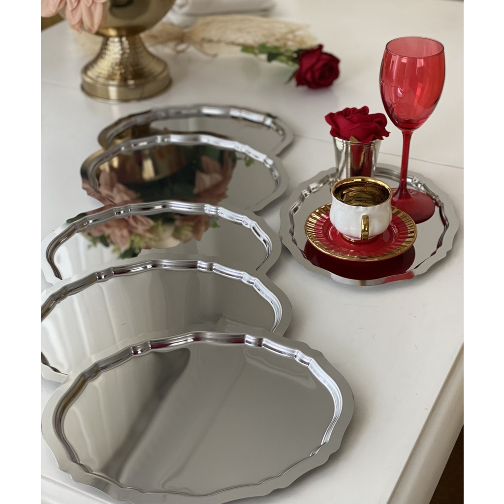 Elzem Tepsi Paslanmaz Çelik Oval Model 6 Lı Servis ve Sunum Tepsisi 20*25 cm Tepsiler / Fırın Kapları Fiyatı