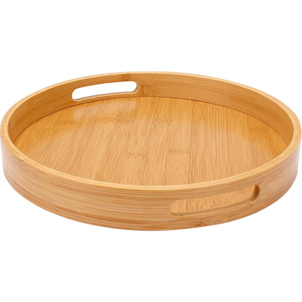 Elzey Home Bambu Doğal Yuvarlak Tepsi 40 cm Naturel Servis Tepsisi Fiyatı