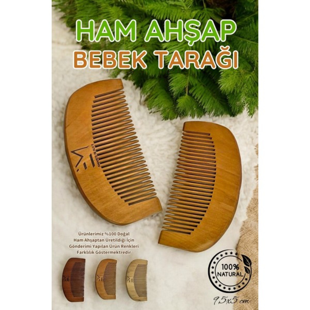 Em Amanos Beauty %100 Doğal Ham Ahşap Bebek Tarağı Tahrişi Önler, Hassas Bakım Sunar Özel Üretim Bebek Saç Fırça-Tarak Fiyatı