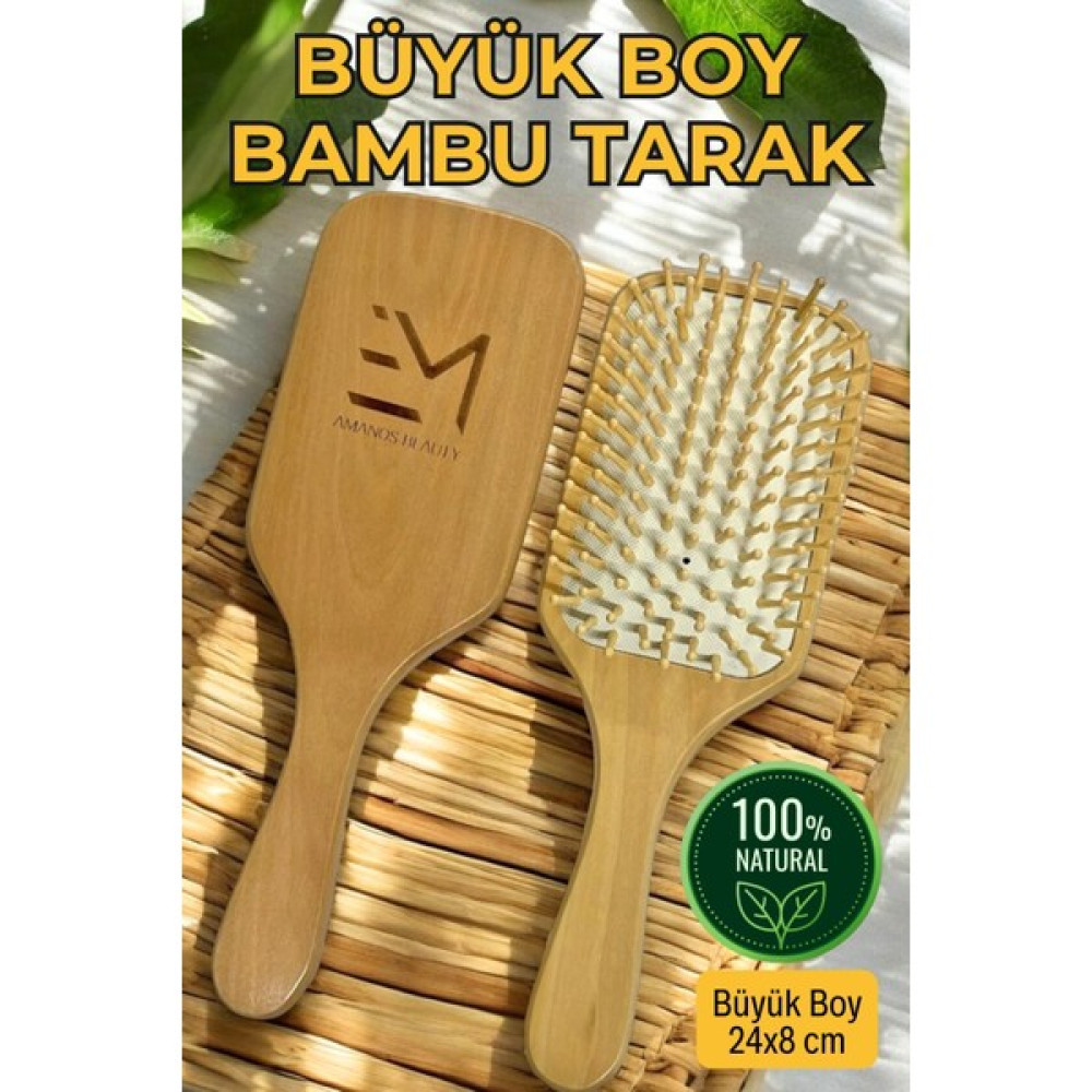 Em Amanos Beauty Bambu Uçlu Kayın Tarak Doğal Malzeme Hızlı Saç Uzatma Etkili Kırılma Karşıtı Nazik Masaj Etkisi Oto Boyaları Fiyatı
