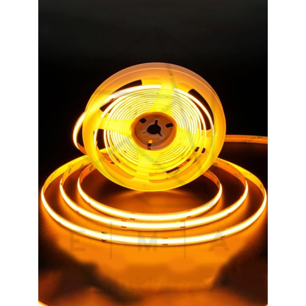 Ema Dükkan Cob Şerit LED Neon Gibi Yanan Yapışkanlı Şerit LED Cob Şerit LED 12 Volt Şerit LED - 5 m - Amber Led Aydınlatmalar Fiyatı