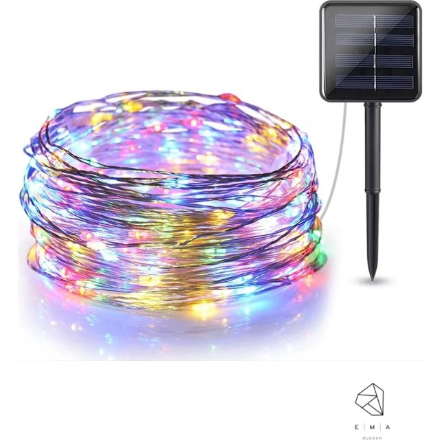 Ema Dükkan Solar Flex Peri LED 12 Metre Rgb 120 LED Güneş Enerjili Bahçe Balkon Teras Aydınlatması - Çok Renkli Diğer Fiyatı