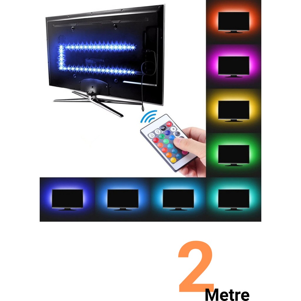 Ema Dükkan Tv Arkası 5V Rgb Şerit LED 2 Metre Monitör Arkası Kumandalı 5V Rgb Şerit LED İç Mekan Rgb LED Işıldak 5V Rgb LED Şerit İç Mekan - 2 m Monitör Fiyatı
