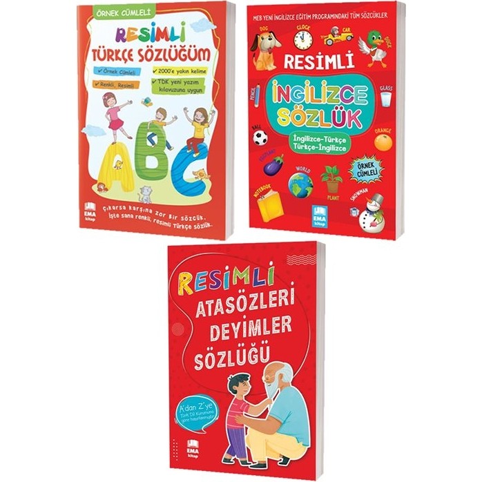 Ema Kitap Resimli Türkçe Sözlüğüm - Resimli İngilizce Sözlük - Resimli Atasözleri Deyimler Sözlüğü Diğer Fiyatı
