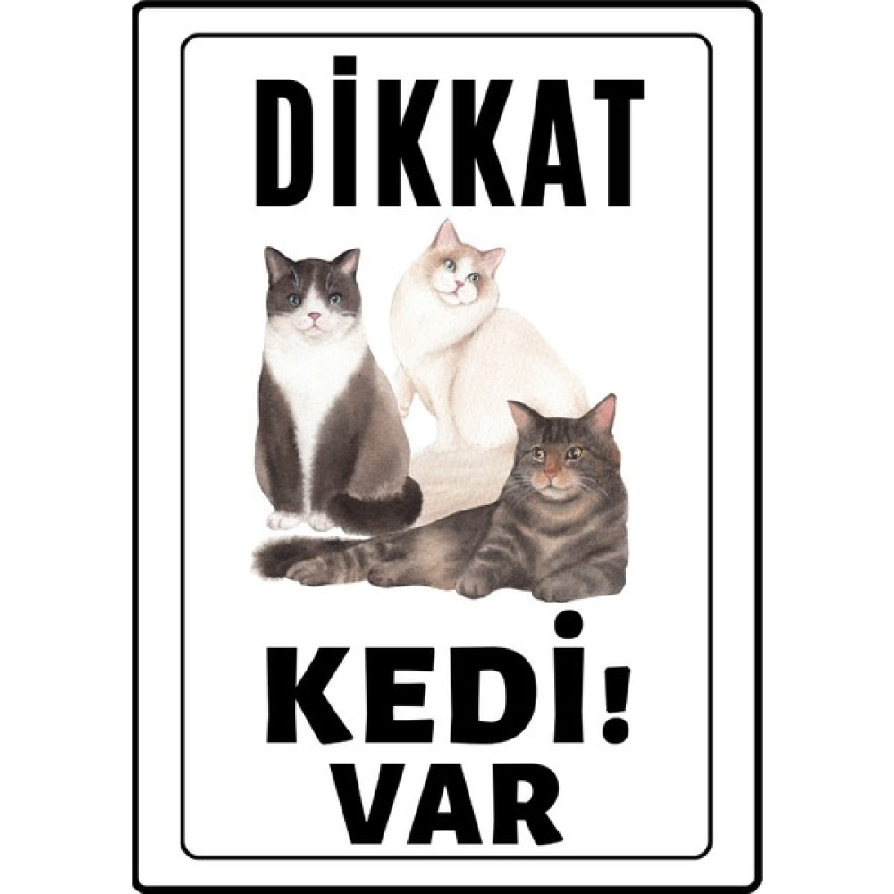 Emach Dizayn Dikkat Kedi Var Uyarı Ikaz Levhası Pvc Kaplama A4 Kediler 1 Evcil Hayvan Ürünleri Fiyatı