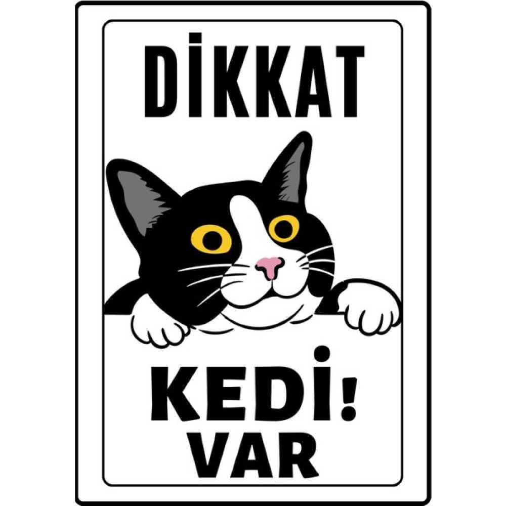 Emach Dizayn Dikkat Kedi Var Uyarı Ikaz Levhası Pvc Kaplama A4 Meraklı 3 Evcil Hayvan Ürünleri Fiyatı