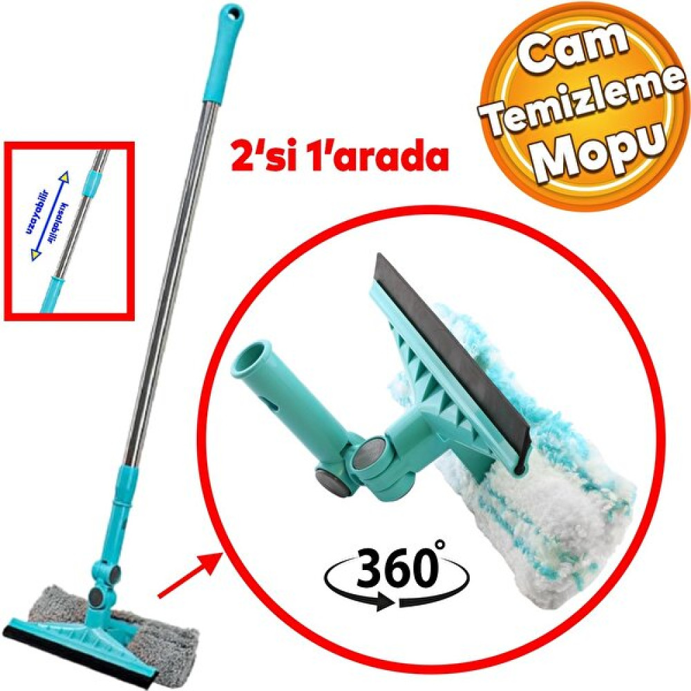 Emay Home Pencere Araç Otomobil Camı Ev Ofis Işyeri Cam Superbright Cam Silme Temizleme Mopu 2 In1 - 1 Adet Temizlik Malzemeleri Fiyatı