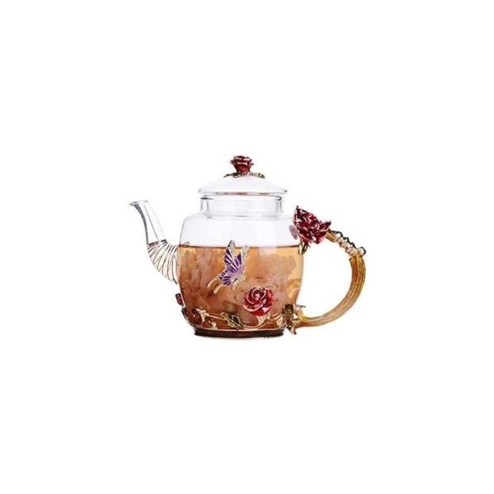 Emaye Cam Demlik 3D Çiçek Su Isıtıcısı Avrupa Tarzı Yaratıcı Drinkware | Çaydanlıklar Çay / Çaydanlık Setleri Fiyatı