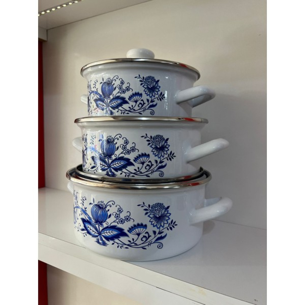Emaye Elo 3 Lü Emaye Yoğurt Tenceresi 22-20-18 cm Saklama Kabı Çinko Tencere Kapaklı - Beyaz - 22 CM -20 CM-18 CM Tencereler Fiyatı