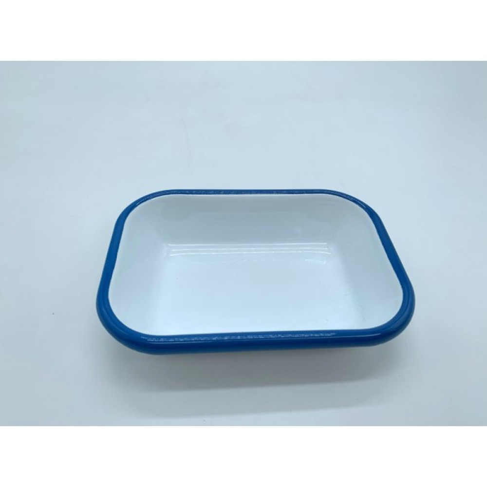 Emaye kayık çerez ve sunum tabağı lacivert kordonlu 17 X 12 X 4 cm - Lacivert - Beyaz Mutfak Gereçleri Fiyatı