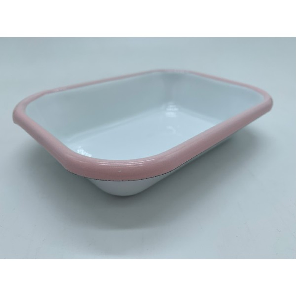 Emaye kayık çerez ve sunum tabağı pembe kordonlu 17 X 12 X 4 cm - Beyaz - Pembe Mutfak Gereçleri Fiyatı