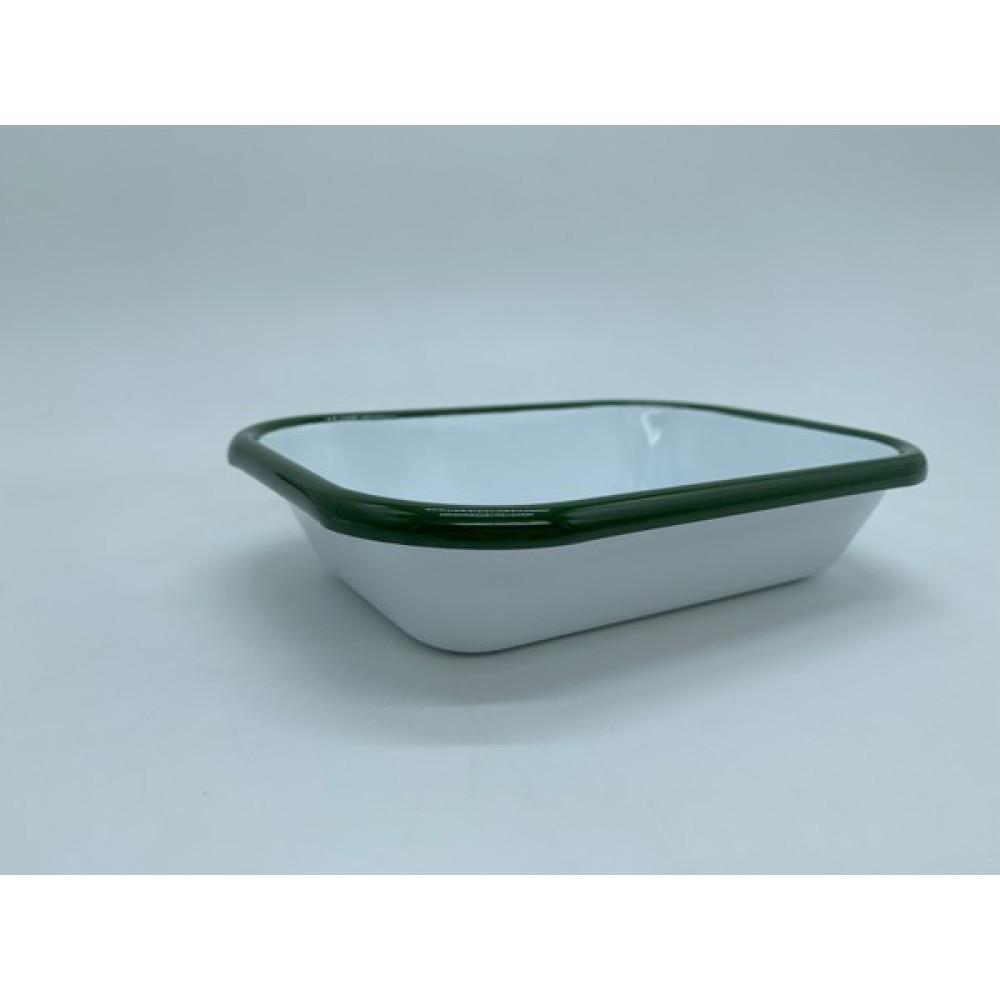 Emaye kayık çerez ve sunum tabağı yeşil kordonlu 17 X 12 X 4 cm - Beyaz - Yeşil Mutfak Gereçleri Fiyatı