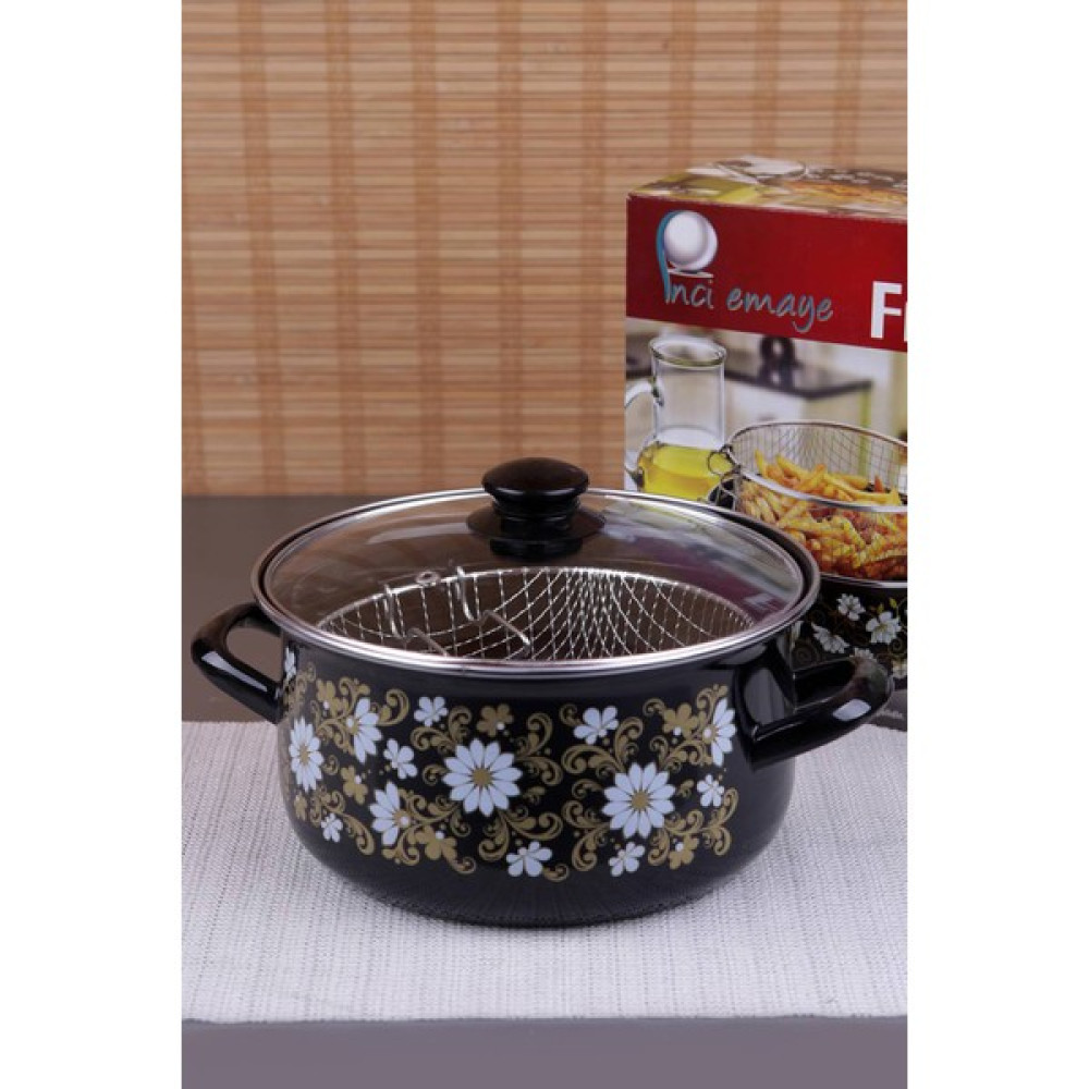 Emaye Lüx Fritöz - Siyah - 24 cm Tencereler Fiyatı