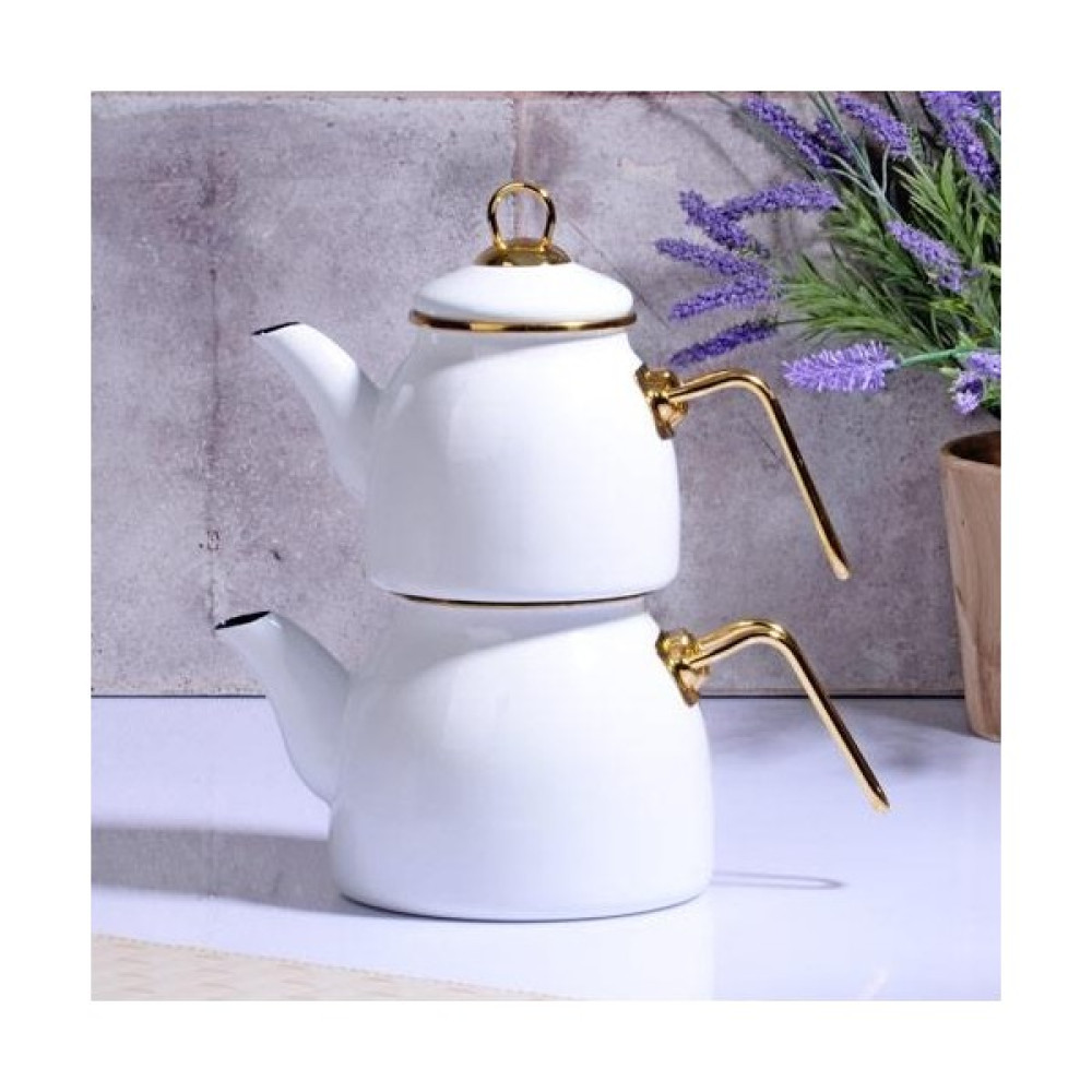 Emaye Modern Çaydanlık Takımı Beyaz Çay / Çaydanlık Setleri Fiyatı