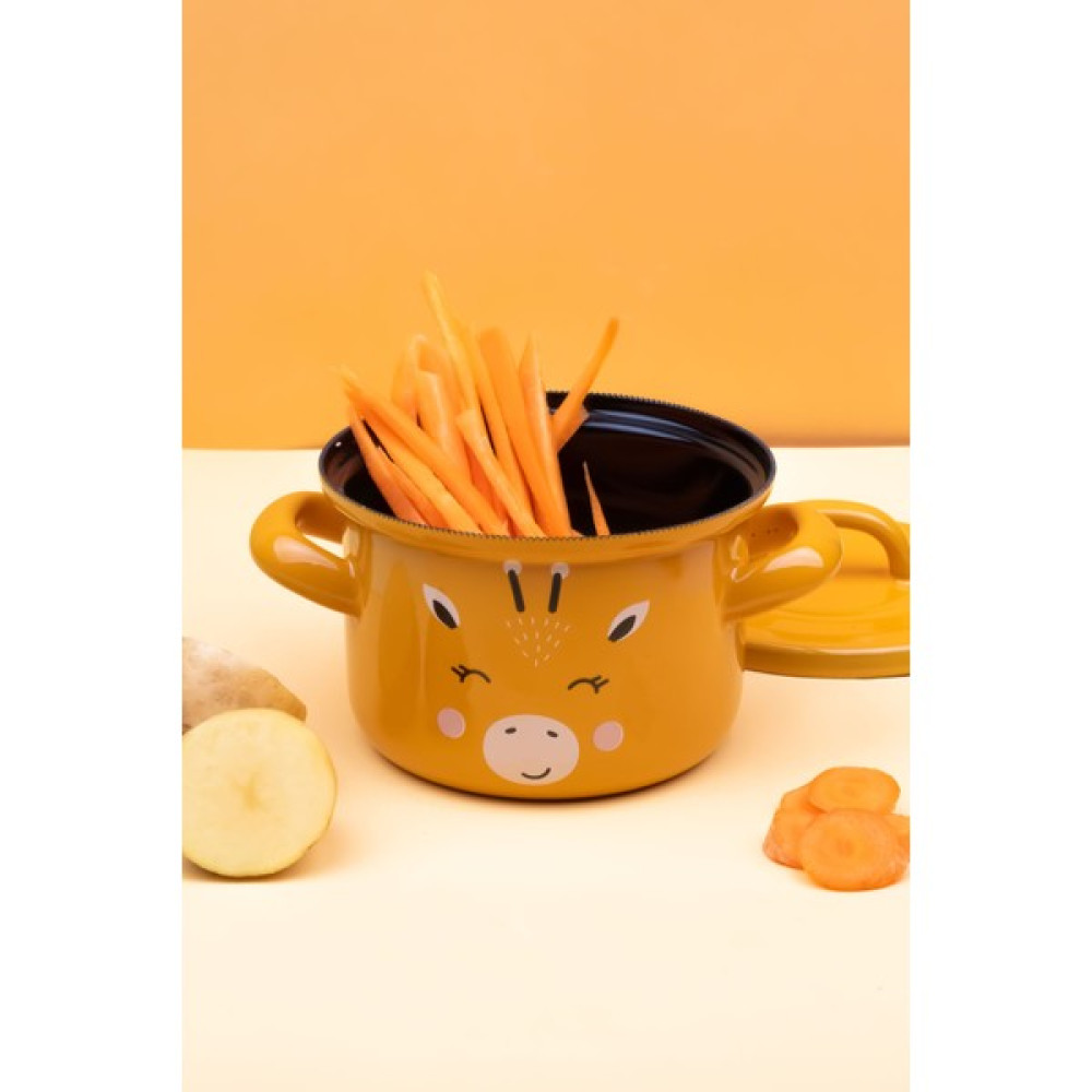 Emaylab Little Giraffe Mini Emaye Tencere (850ML) - 12 - Sarı Tencereler Fiyatı