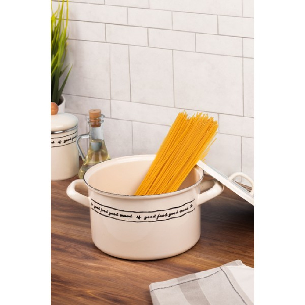 Emaylab Mood Emaye Yoğurt Fırın Haşlama Tenceresi 22CM 4litre - Krem - 4 Litre Tencereler Fiyatı