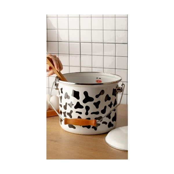 Emaylab Mötilda Emaye Bakraç 20CM (3litre) - Beyaz - Siyah Diğer Fiyatı
