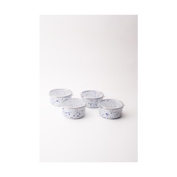 Emaylab Speckles Emaye 4’lü Kapaklı Kase Çerezlik, Kahvaltılık, Reçellik, Zeytinlik, Sunumluk Seti 8cm 200 ml - Beyaz - Mavi - 4 SSD / Solid State Drive Fiyatı