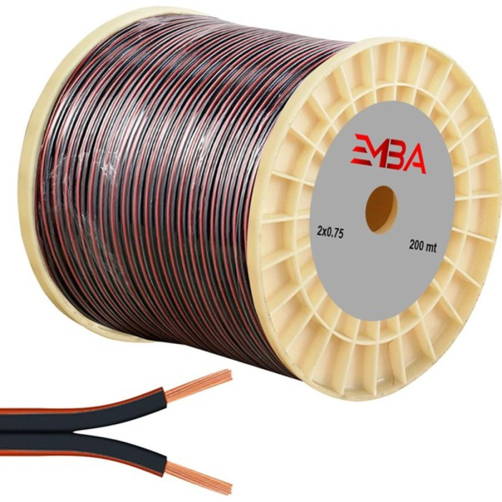 Emba 2x0.75 Hoparlör Kablosu Siyah Makaralı Kordon 200MT Elektrik ve Aydınlatma Fiyatı