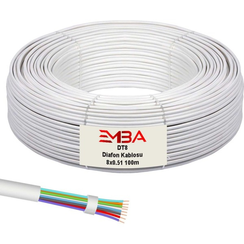 Emba Dt8 Diafon Kablosu 8x0.51 100M Elektrik ve Aydınlatma Fiyatı