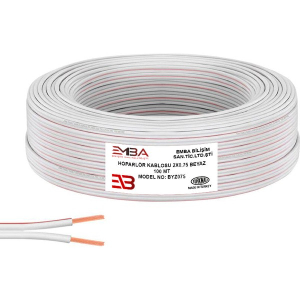 Emba Elektrik Kablosu Kordon 2x0.75 100mt - Beyaz Elektrik ve Aydınlatma Fiyatı