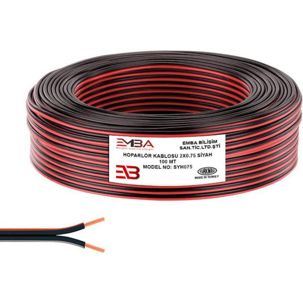 Emba Elektrik Kablosu Kordon 2x0.75 100mt - Siyah Elektrik ve Aydınlatma Fiyatı