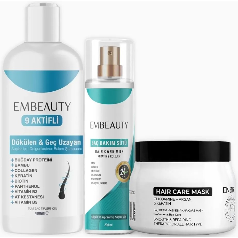 Embeauty 3’lü Saç Bakım Seti Aşırı Yıpranmış Saçlar İçin Dökülme Karşıtı Vitaminli Etki Saç Bakım Maskeleri & Serumlar & Spreyler Fiyatı