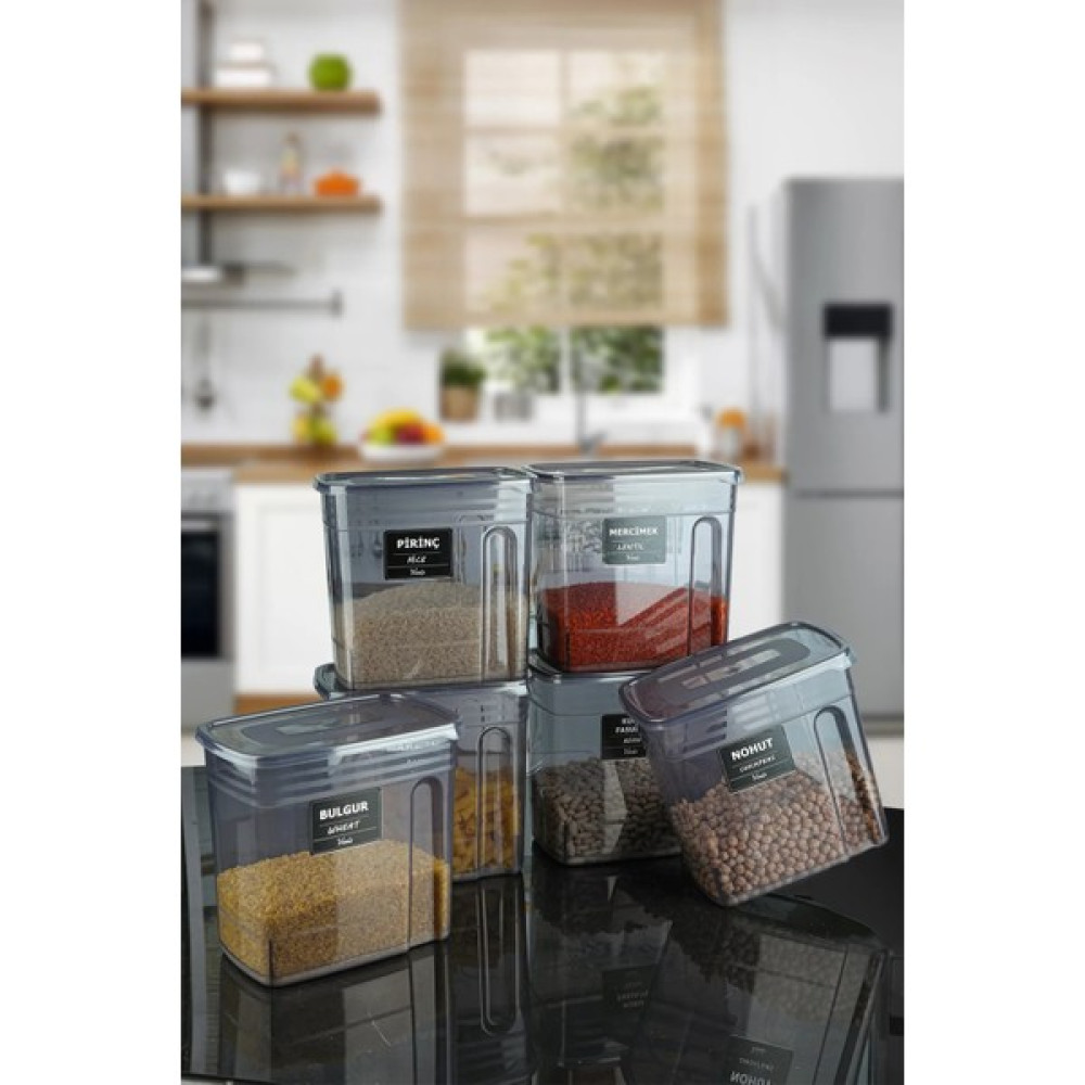 Emdeco 6'lı Etiketli Erzak Bakliyat Kiler Dolap Mutfak Düzenleyici Saklama Kabı Seti 3500 ml - 6 Adet Saklama Kapları Fiyatı