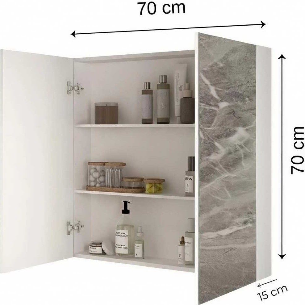 Emdief Home Aynalı Banyo Dolabı Iki Kapaklı 70X70X15 cm Banyo Dolabı / Mobilyası Fiyatı