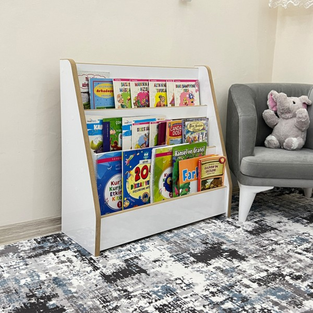 Emdief Home Bebek Çocuk Oyun Odası Melis Serisi Montessori Kitaplık - Çocuk Odası Kitap Rafı - Yerden Kitaplık - 3 Raf Duvar Rafı Fiyatı
