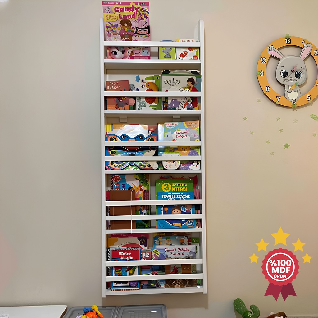 Emdief Home Carmen 5 Raflı Montessori Kitaplık -Çocuk Odası Kitaplığı Kitaplık Fiyatı