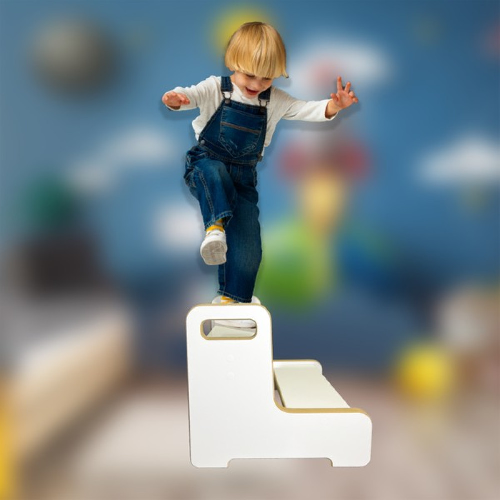 Emdief Home - Mdf Basamak Tabure Çocuk Bebek Tabure Banyo Wc Lavabo Merdiven Yükseltici Bebek Banyo-Tuvalet Fiyatı