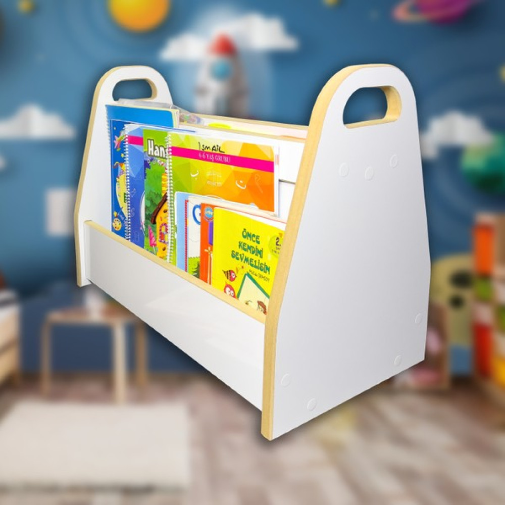 Emdief Home Melis Serisi 2 Raflı Montessori Kitaplık, Iki Taraflı Sandık Kitaplık, Çocuklar Için Kitaplık Duvar Rafı Fiyatı