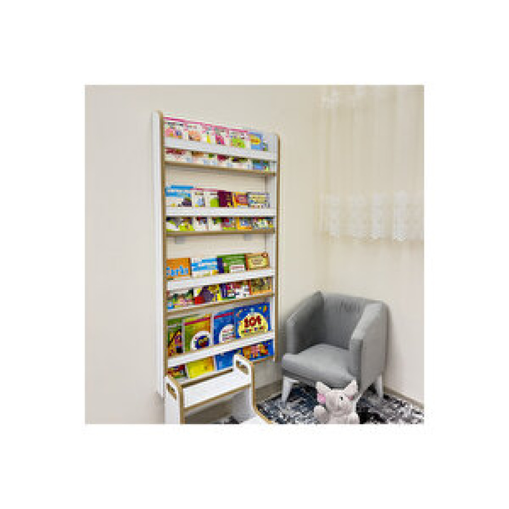 Emdief Home Naturel Serisi 4 Raflı Montessori Kitaplık - Çocuk Odası Kitaplığı Kitaplık Fiyatı