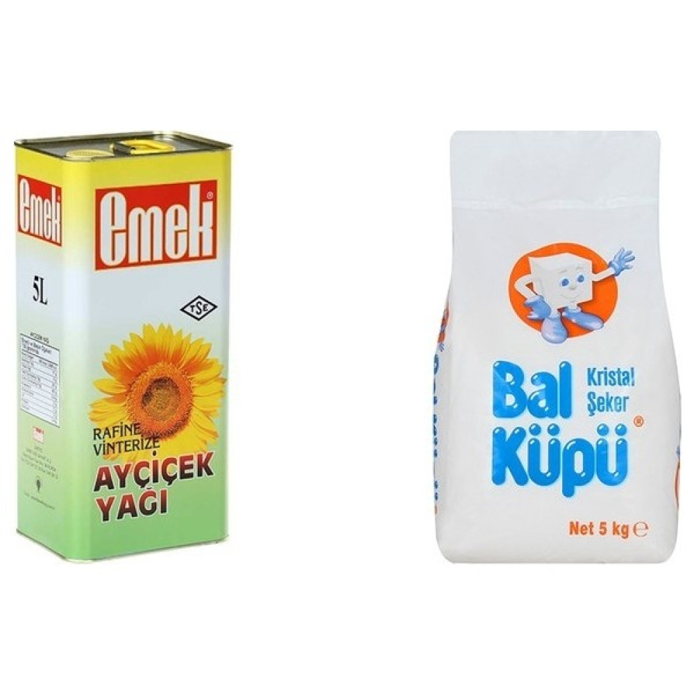 Emek Ayçiçek Yağı 5 kg + Balküpü Şeker 5 kg - 10 lt Oto Boyaları Fiyatı